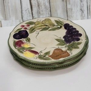 Tabletops Gallery Franscesca   Botanic havest fruit Salad Plates 9" Set Of 3